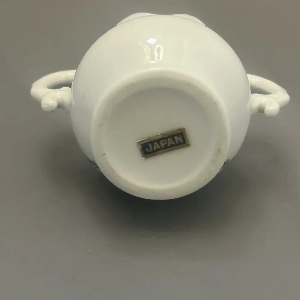 25th Anniversary Sugar Bowl and Creamer 3 Inch Japan Set Of 2